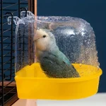 1 baignoire pour oiseaux en acrylique transparent, salle de bain pour perroquets facile à accrocher, adaptée aux accessoires de douche intérieure pour cages et oiseaux de compagnie