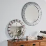 Miroir mural de maquillage circulaire en bois – vue 2