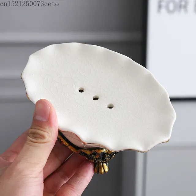 Porte-savon en céramique salle de bains 2 grilles boîte… – vue 4