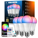 Ampoule LED intelligente A19 E26/E27, ampoule LED à couleur changeante, avec synchronisation de la musique, WiFi et BLE 5.0, éclairage domestique intelligent RGB à intensité variable