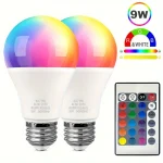 Ampoule LED multicolore RGB, 16 couleurs, E27, 220V, éclairage domestique, variable, 24 touches, télécommande, lampe intelligente, lumière d&rsquo;ambiance