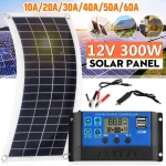 Panneau solaire 300W 12-18V avec contrôleur 10A-60A, panneau de charge d&rsquo;énergie photovoltaïque Flexible pour téléphone électronique, chargement de voiture
