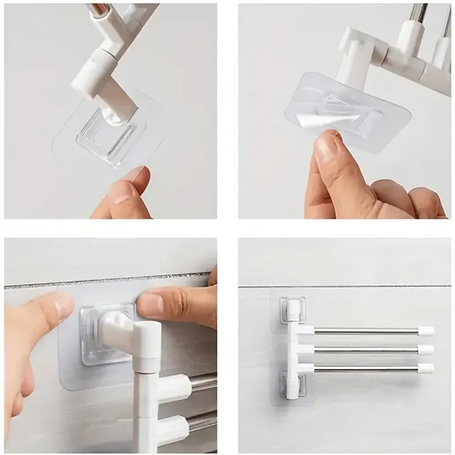 Support serviette mural aluminium pivotant rotatif cinq… – vue 4