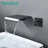 Robinet cascade mural noir mat bec plat acier inoxydable… – vue 6