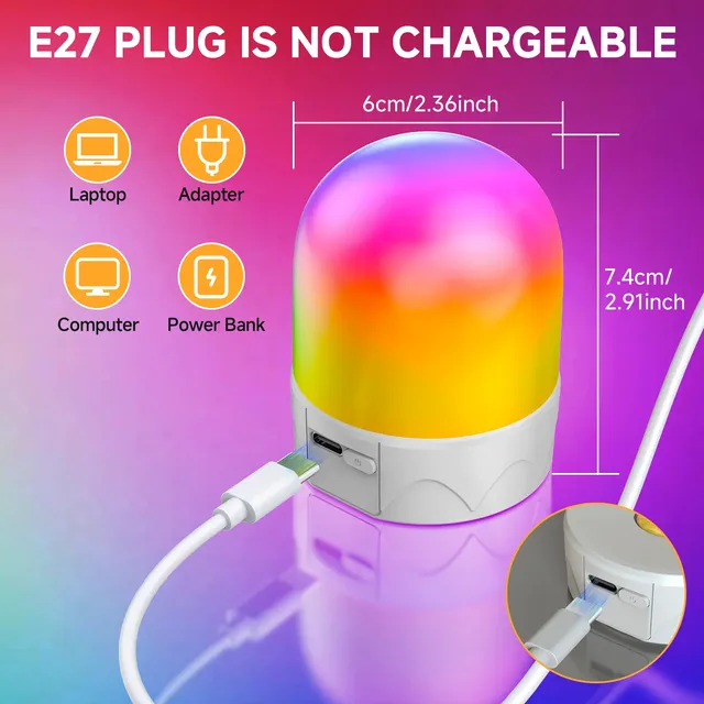 Ampoule LED multicolore E27 rechargeable télécommande… – vue 2