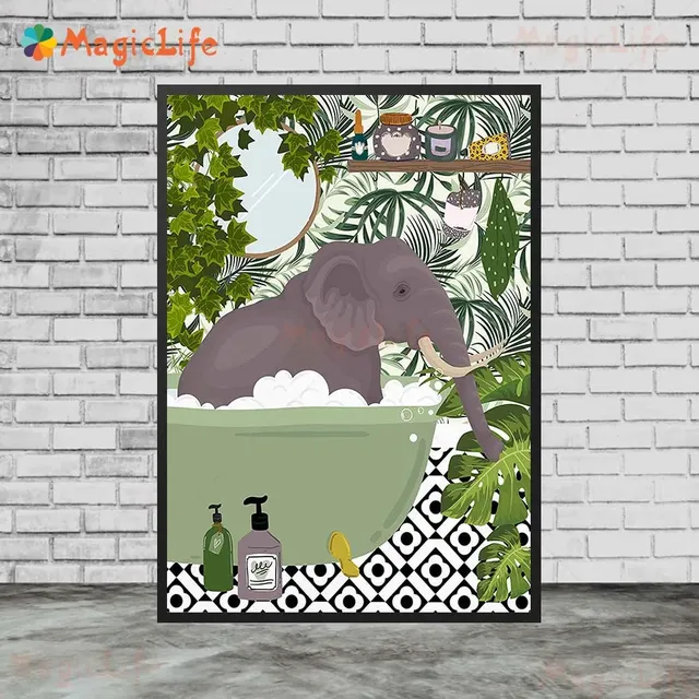Affiches d'animaux de dessin animé dans la baignoire – vue 4