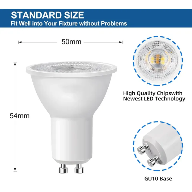 Ampoule LED GU10 blanc chaud 2700K – vue 4