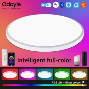 Plafonnier LED intelligent Tuya WiFi, lampe circulaire à intensité variable, Application de commande vocale Alexa, éclairage de salon et de chambre à coucher Google Plafonnier LED intelligent Tuya WiFi, lampe circulaire à intensité variable, Application de commande vocale Alexa, éclairage de salon et de chambre à coucher Google