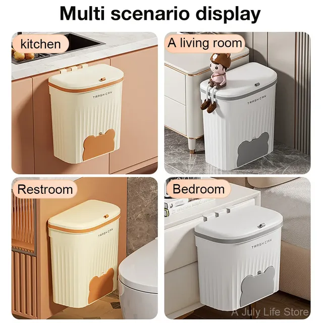 Poubelle murale rabattable pliable compacte plastique… – vue 6