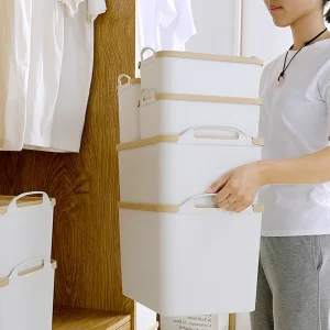 Conteneurs de rangement de cuisine, paniers d&rsquo;articles divers pour la maison, boîte de rangement de jouets avec couvercle, placard en plastique, organisateurs de bureau, vêtements