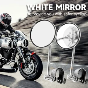 Rétroviseur de moto convexe rond de style rétro personnalisé, pour miroir modèle universel vintage à clipser de 22-25mm, 1 paire Rétroviseur de moto convexe rond de style rétro personnalisé, pour miroir modèle universel vintage à clipser de 22-25mm, 1 paire
