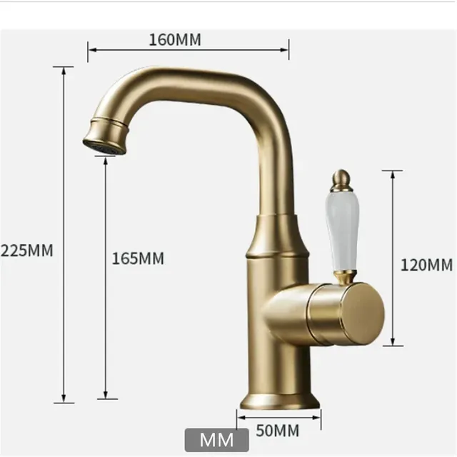 Robinet de lavabo robinet de salle de bains en or brossé – vue 7