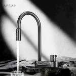 ASRAS 304 robinet de cuisine en acier inoxydable multifonctionnel 5 en 1 purification de l&rsquo;eau chaude et froide robinet gris à la mode