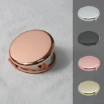 Petit miroir de maquillage portable double face, miroir de poche cosmétique pliable, miroir en métal double face, grossissant 1X, 2X, 1PC