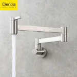 CistudBrass-Remplisseur de pot rotatif, pliable, allongé avec bras oscillants à double joint, froid uniquement, cuisine, 360