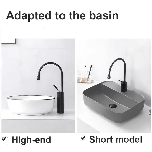 Robinet de lavabo en laiton noir/Chrome/or – vue 7