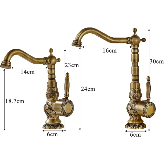 Robinet de cuisine en laiton antique – vue 3