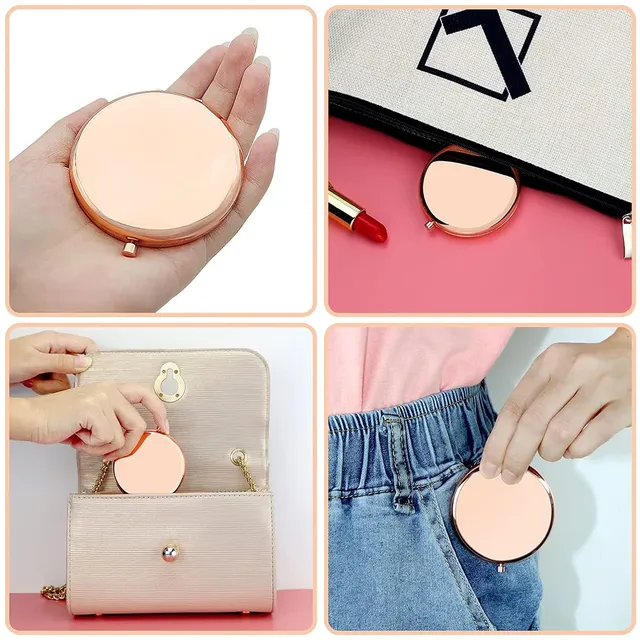 Miroir rond de maquillage grossissant Double face en métal – vue 4
