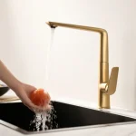 Robinets de cuisine extractibles en or brossé, robinet d&rsquo;évier en laiton gris, robinet d&rsquo;évier noir, mélangeur à bec rotatif, grue d&rsquo;eau chaude et froide