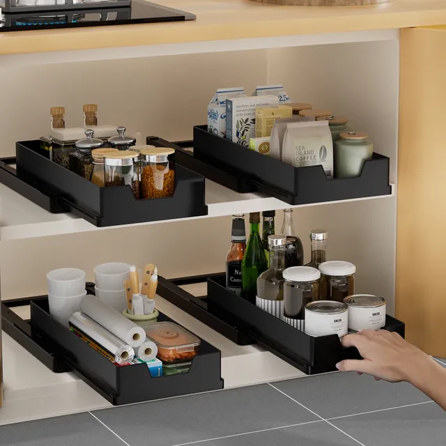 Tiroir coulissant organisateur cuisine plastique noir… – vue 2