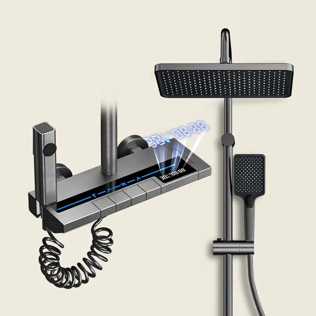 HOShower-Ensemble complet de système de douche gris à…