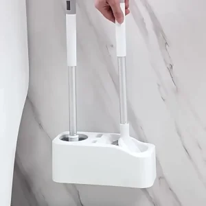 Brosse de toilette 4 en 1 à Long manche, nettoyeur de toilettes à poils souples, brosses de nettoyage de salle de bains murales à séchage rapide