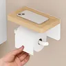 Porte-papier mural en aluminium blanc avec étagère – vue 2