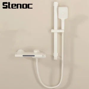 Nouveau Design Simple cascade à trois vitesses blanc salle de bain système de douche ensemble laiton gris chaud et froid baignoire ensemble de douche mural Nouveau Design Simple cascade à trois vitesses blanc salle de bain système de douche ensemble laiton gris chaud et froid baignoire ensemble de douche mural