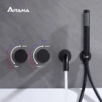 Robinet de salle de bains luxueux en laiton noir avec design mural 2 poignées avec double commande de robinet de baignoire simple chaud et froid