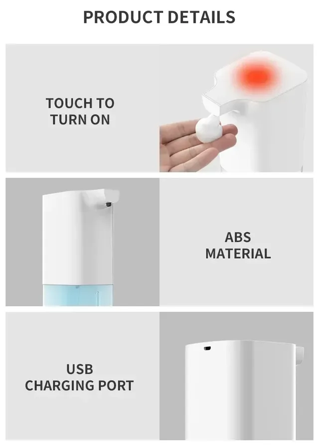 Distributeur automatique de savon à capteur infrarouge – vue 2