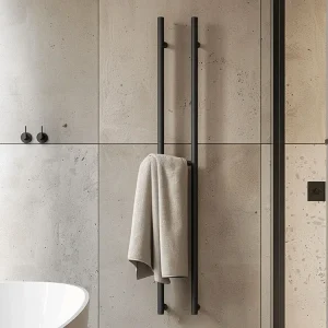 chauffant serviettes mural acier inoxydable vertical tubulaire double barres noir mat finition antiempreintes compact minimaliste contemporain minuterie chauffant serviettes mural acier inoxydable vertical tubulaire double barres noir mat finition antiempreintes compact minimaliste contemporain minuterie