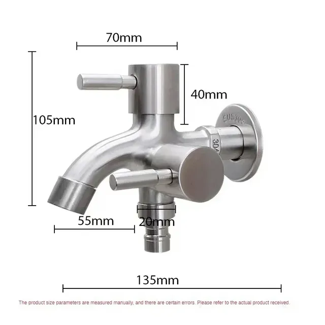 Robinet mural acier inoxydable 304 brossé double sortie… – vue 7