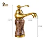 Robinet lavabo monocommande doré café marbre veiné bec… – vue 4