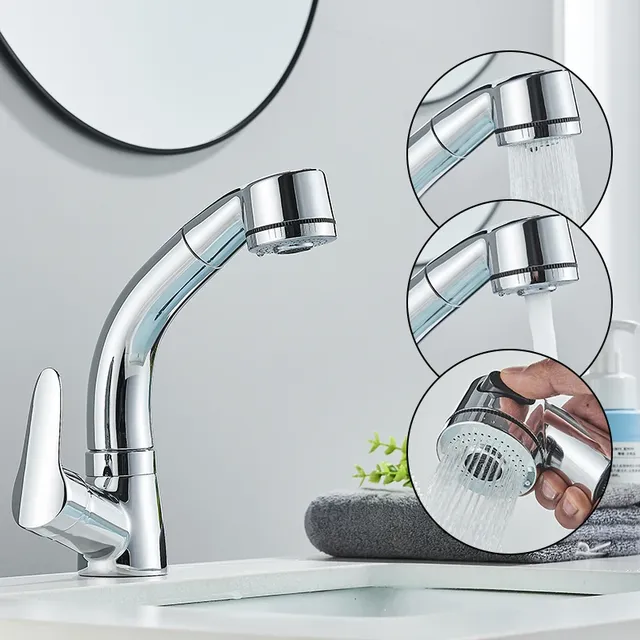 Robinet de lavabo de salle de bains doré – vue 5