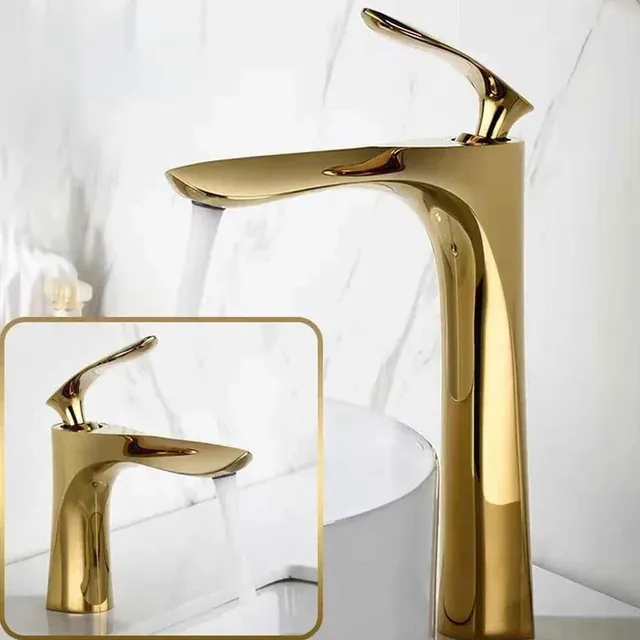Robinet de lavabo en feuille d'érable dorée – vue 2