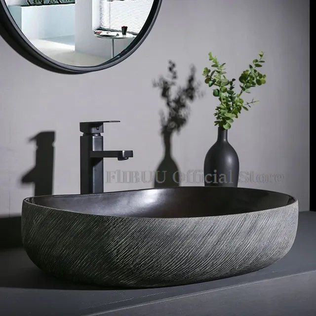 Vasque céramique ovale profonde minimaliste… – vue 2