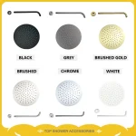 Pommeau de douche rond Ultra-fin, diamètre 8 &lsquo;/10&rsquo;/12&rsquo;, or brossé, Chrome, noir mat, économie d&rsquo;eau, salle de bains en acier inoxydable