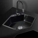 Éviers de cuisine en forme de diamant, accessoires de cuisine en acier inoxydable, égouttoir à vaisselle d&rsquo;angle créatif, lavabo pour la maison, grande fente unique