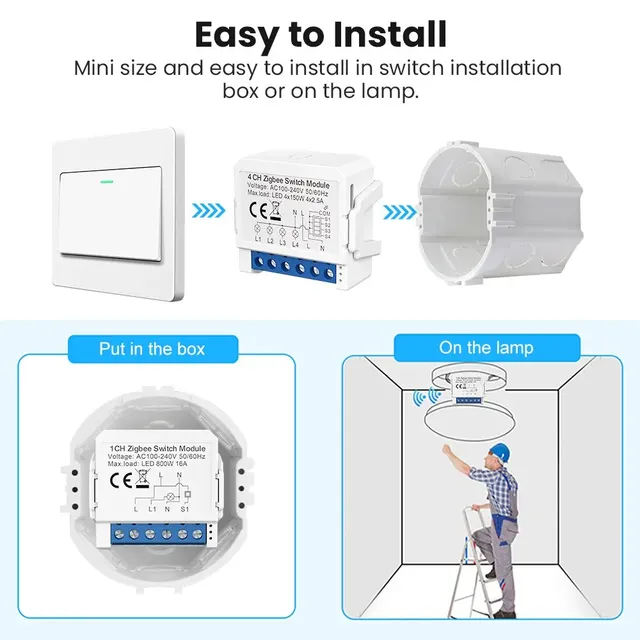 AVATTO ZigBee Tuya 1/2/3/4 Gang Mini commutateur… – vue 5
