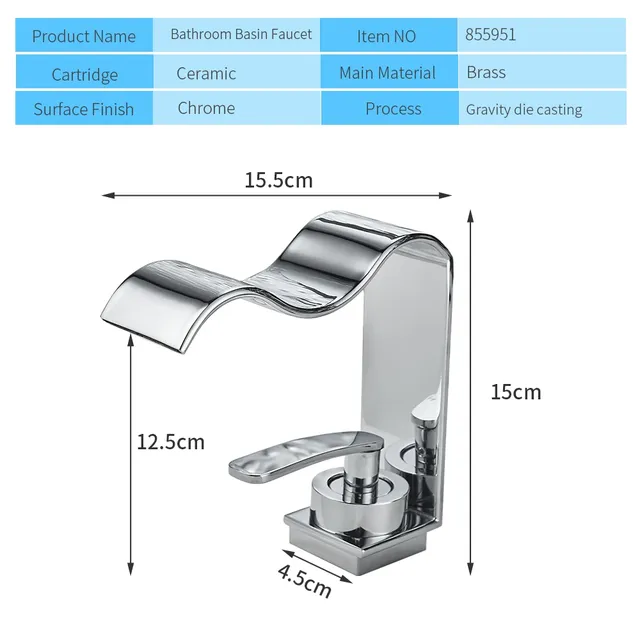Robinet de lavabo cascade noir avec lavabo de salle de… – vue 6