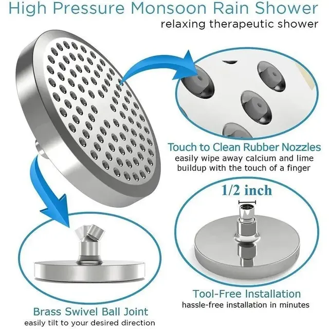 Pommeau de douche de pluie haute pression de 6 pouces – vue 5