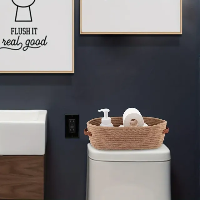 Panier de rangement ovale tissé pour salle de bain – vue 6