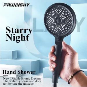 Pommeau de douche 3 modes de pluie ABS rond haute pression Turbo buse de pulvérisation réglable noir Eco douche salle de bain accessoires FR102 Pommeau de douche 3 modes de pluie ABS rond haute pression Turbo buse de pulvérisation réglable noir Eco douche salle de bain accessoires FR102