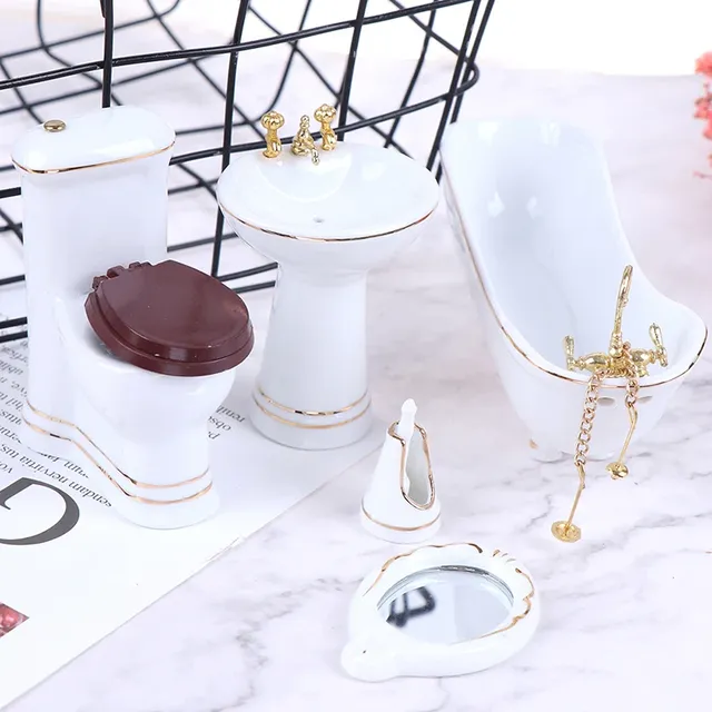Ensemble miniature porcelaine blanche émaillée baignoire… – vue 4