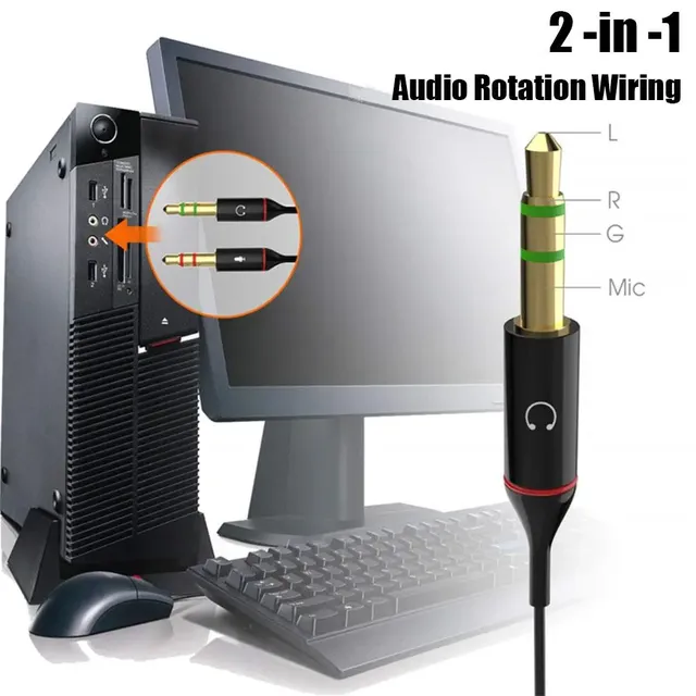 Adaptateur jack casque micro y séparateur stéréo trois… – vue 2