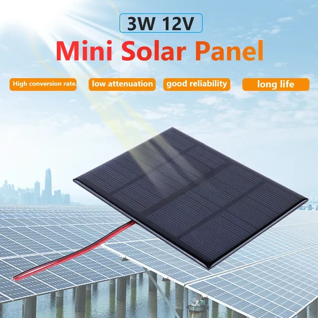 Panneau solaire Portable 3W 12V avec câble