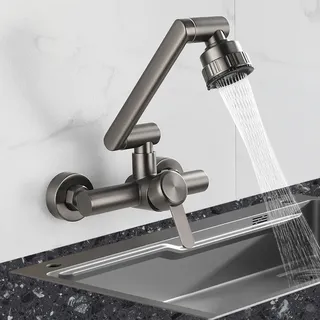 Robinet de cuisine mural en acier inoxydable