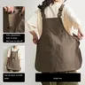 Tablier salopette oversize unisexe coton lin taupe… – vue 3