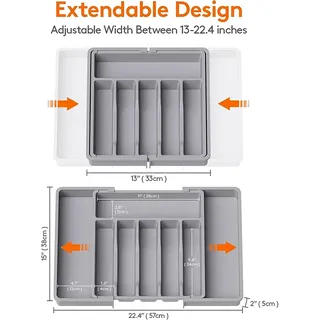 Organisateur tiroir extensible couverts ustensiles plastique PP sans…