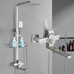 Ensemble de douche à chaud et froid en dégradbrossé, robinet en laiton de qualité, système de douche à effet pluie, baignoire chaude, centre commercial